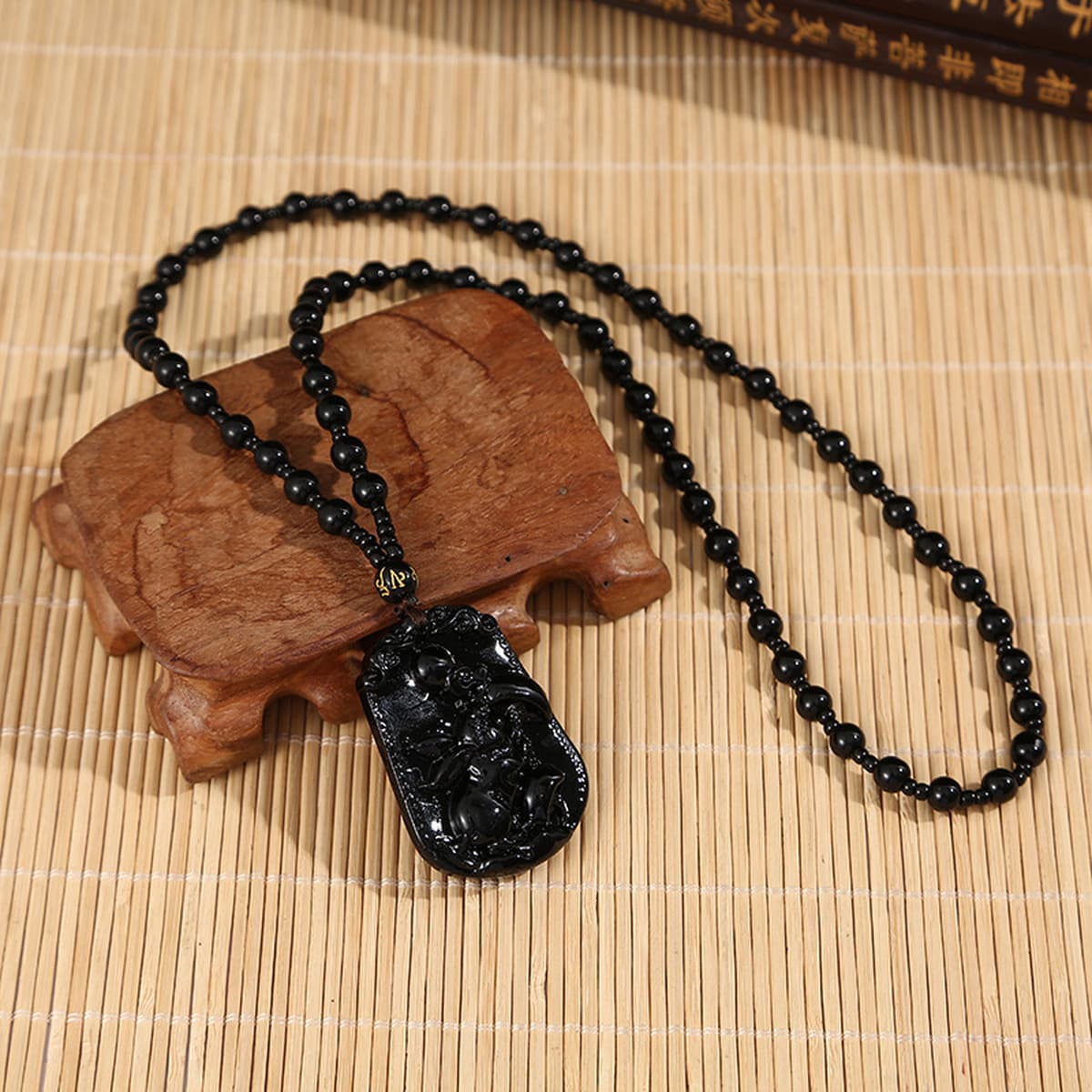 Черное стекло, высококачественный кулон с изображением знака зодиака, имитация обсидиана, мужское модное ожерелье, подарок,...