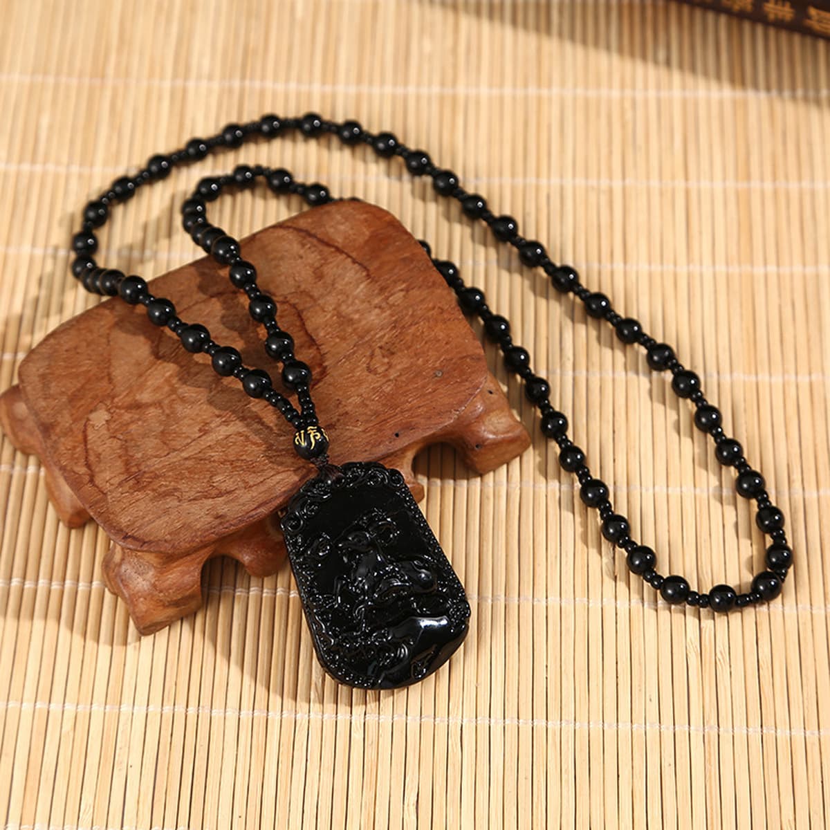 Черное стекло, высококачественный кулон с изображением знака зодиака, имитация обсидиана, мужское модное ожерелье, подарок,...