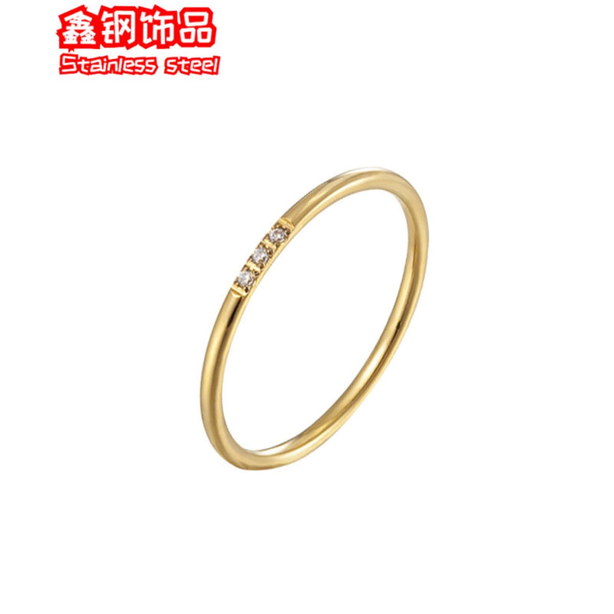 Кольцо в корейском стиле из титановой стали 18k с тремя камнями для женщин, не тускнеющее, гладкое, из нержавеющей стали,...