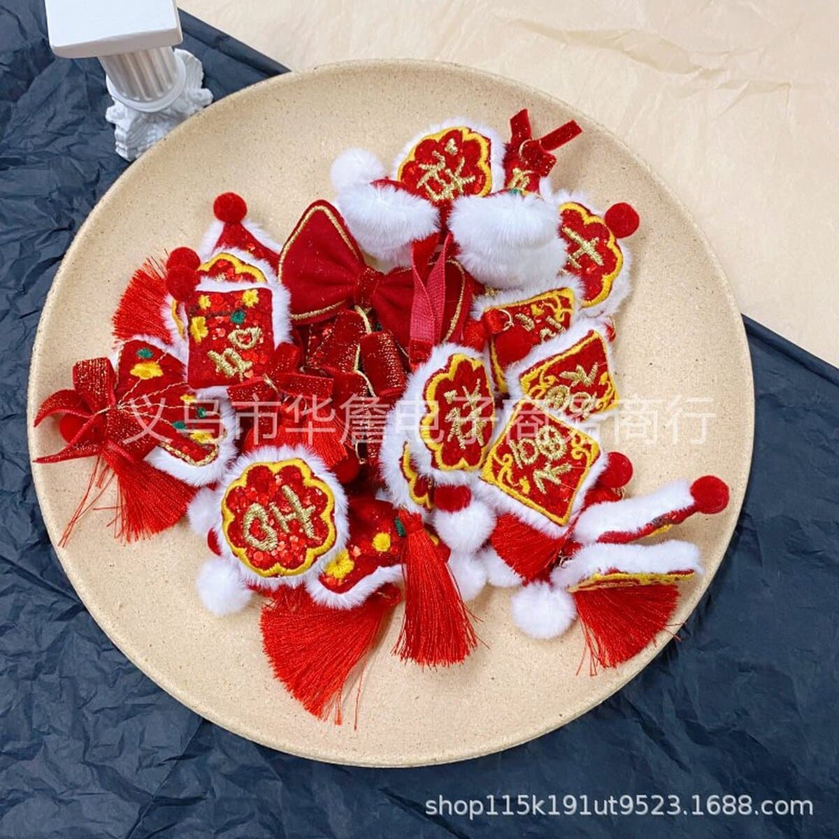 Новогодние большие красные праздничные аксессуары для волос Lucky слово кисточка лук аксессуары чехол для телефона DIY