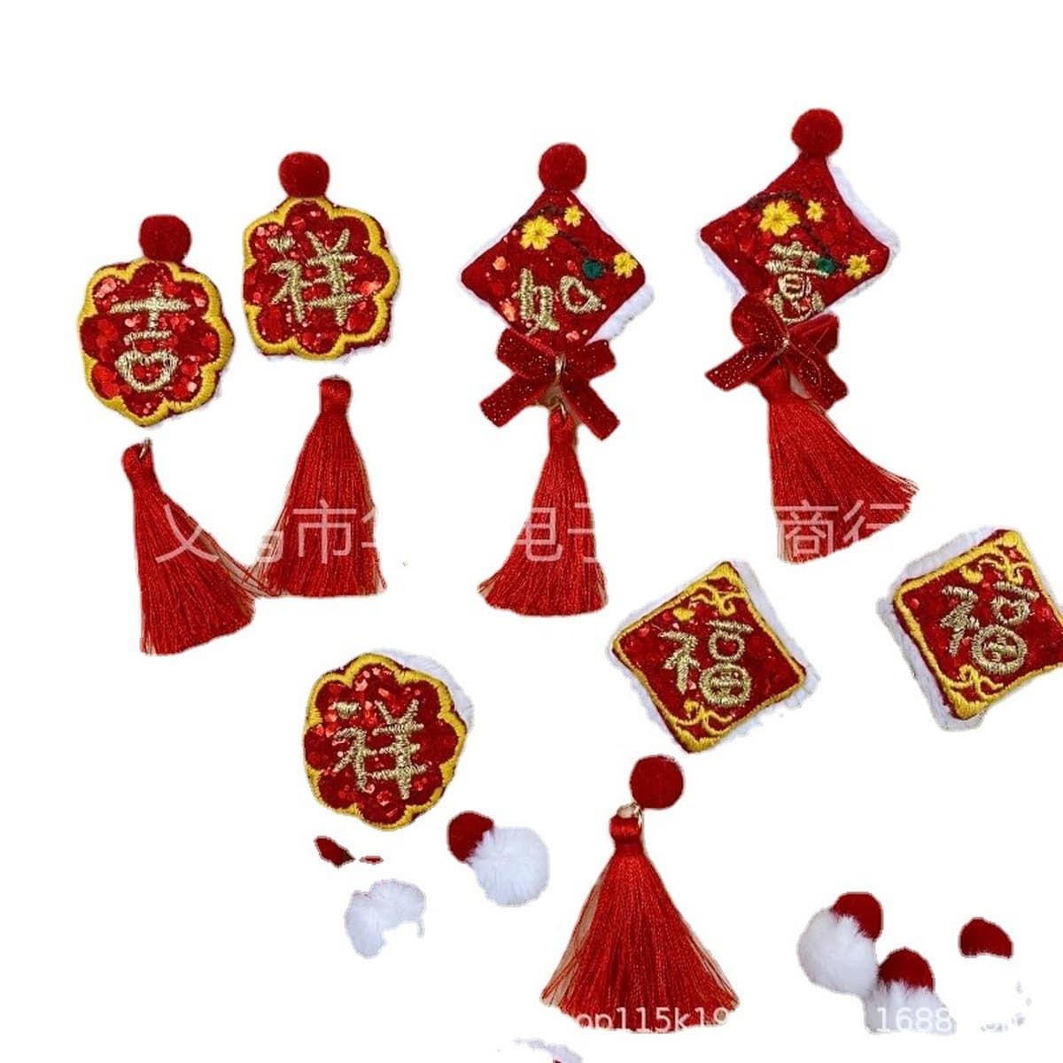 Новогодние большие красные праздничные аксессуары для волос Lucky слово кисточка лук аксессуары чехол для телефона DIY