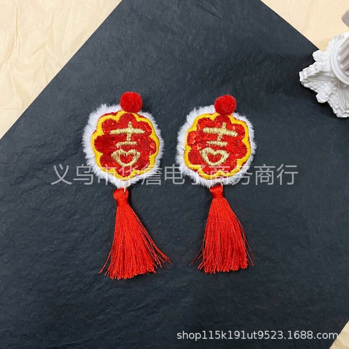 Новогодние большие красные праздничные аксессуары для волос Lucky слово кисточка лук аксессуары чехол для телефона DIY