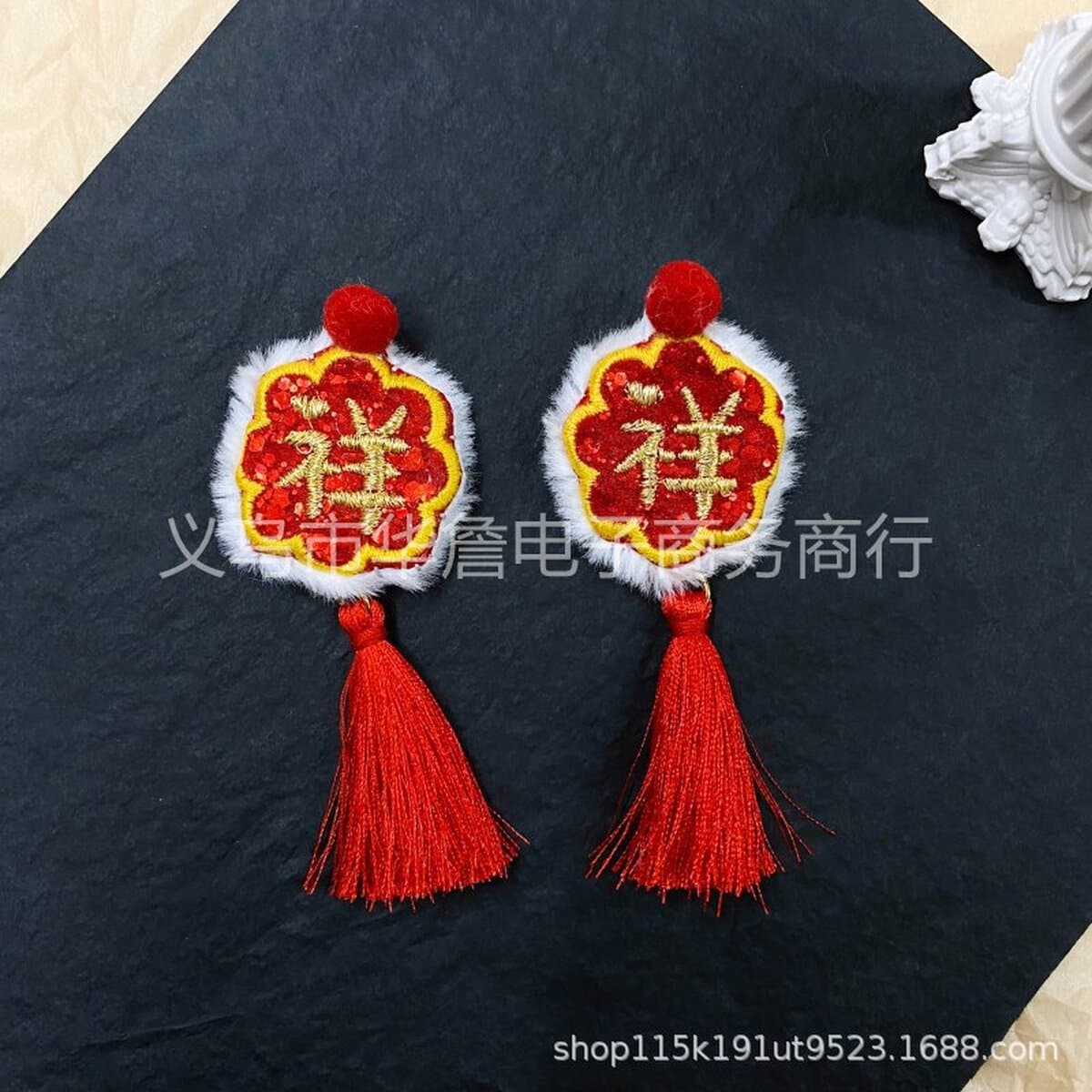 Новогодние большие красные праздничные аксессуары для волос Lucky слово кисточка лук аксессуары чехол для телефона DIY