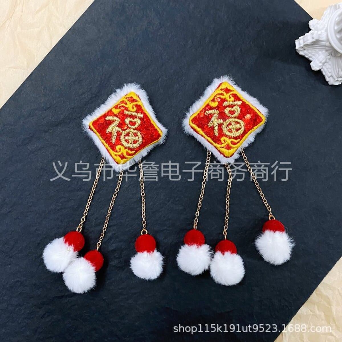 Новогодние большие красные праздничные аксессуары для волос Lucky слово кисточка лук аксессуары чехол для телефона DIY