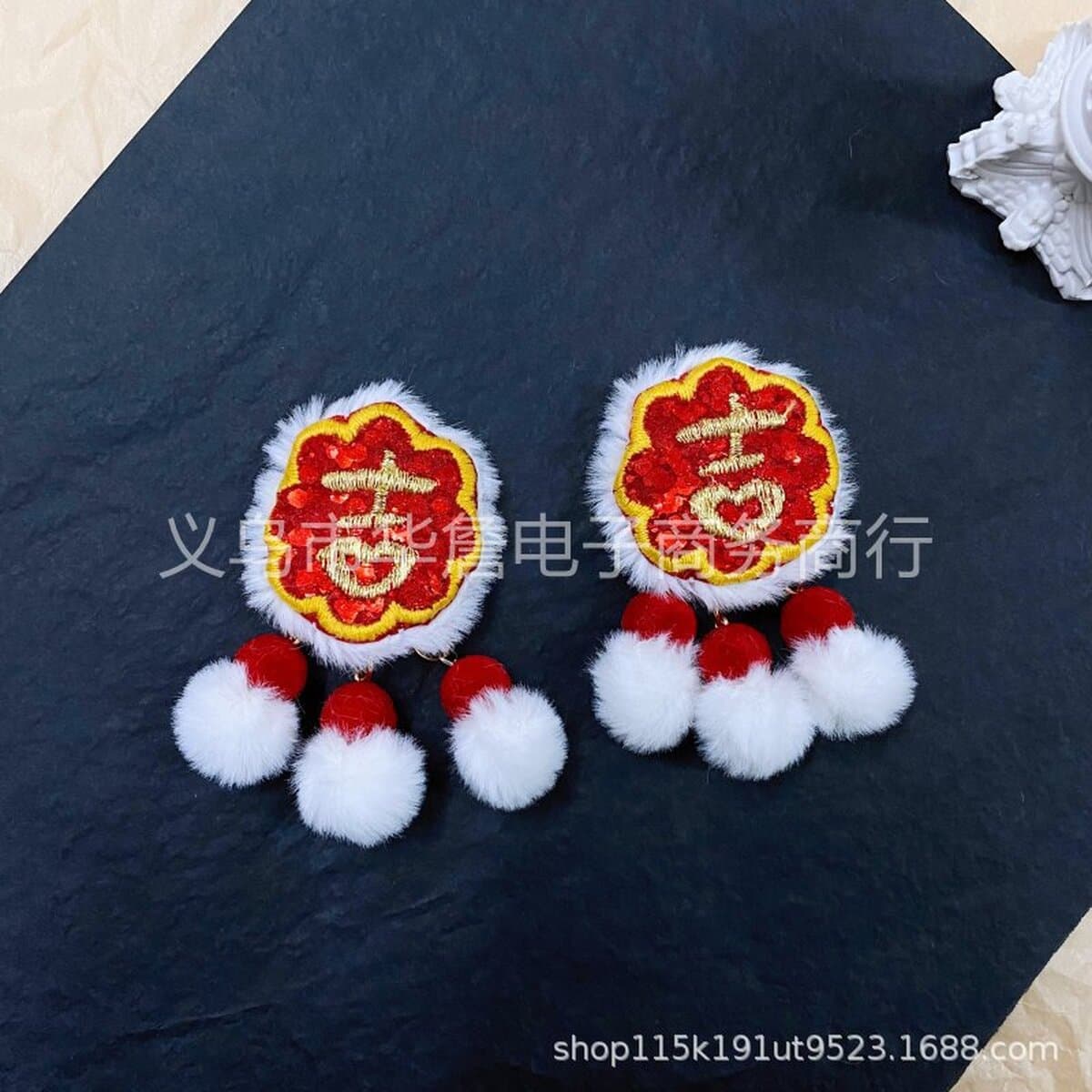 Новогодние большие красные праздничные аксессуары для волос Lucky слово кисточка лук аксессуары чехол для телефона DIY