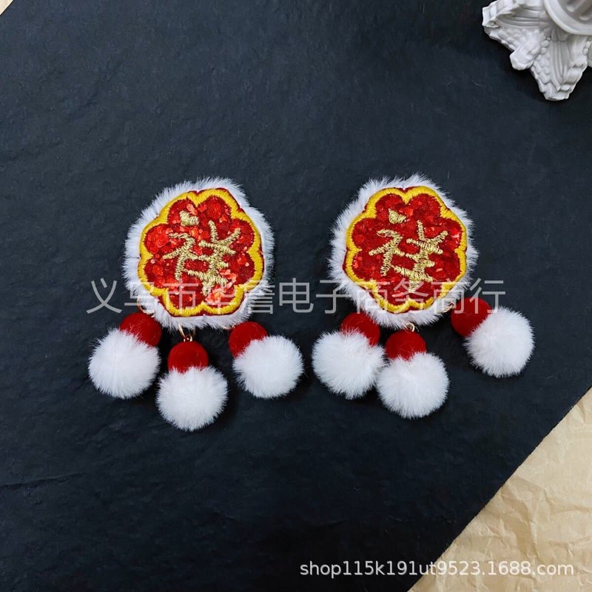 Новогодние большие красные праздничные аксессуары для волос Lucky слово кисточка лук аксессуары чехол для телефона DIY