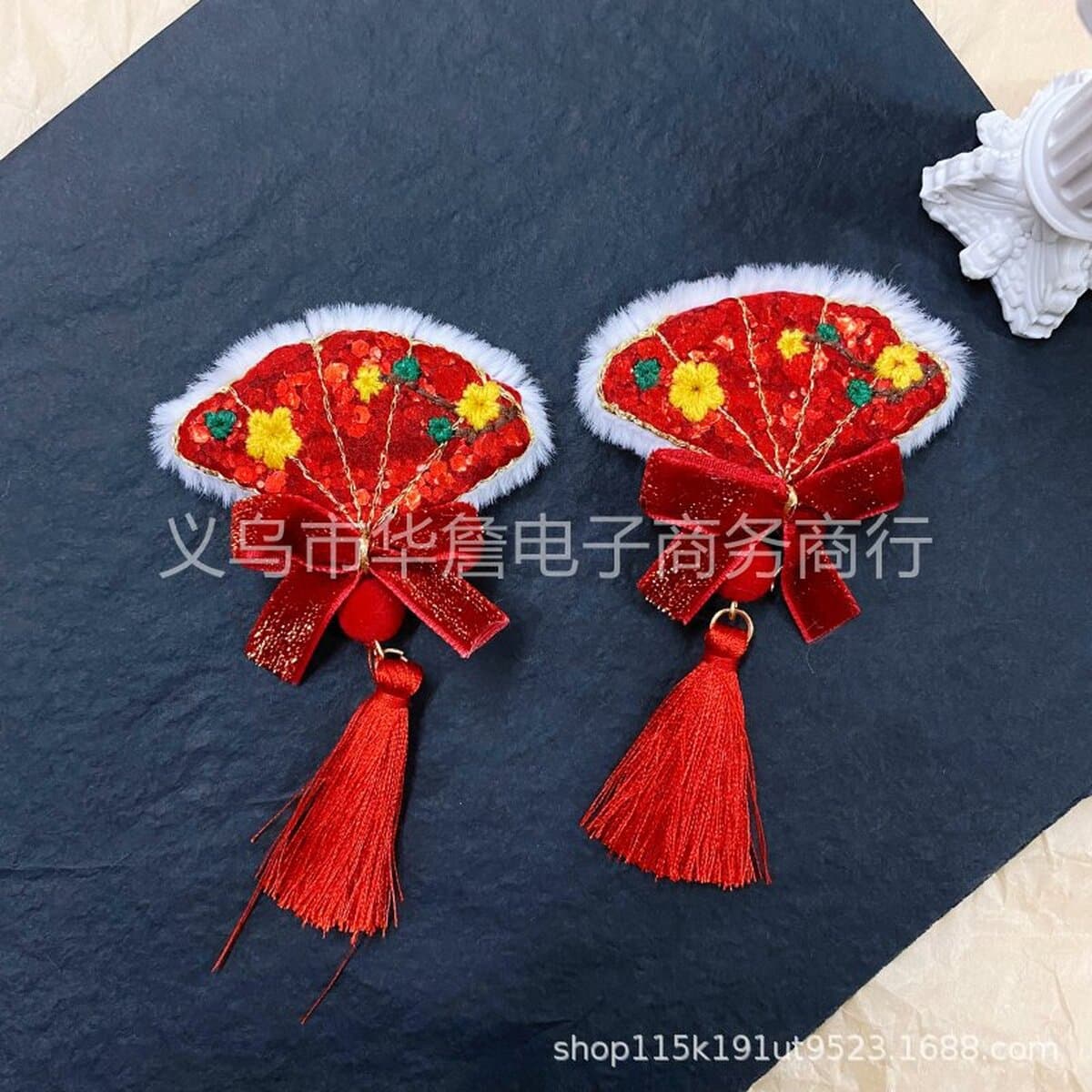 Новогодние большие красные праздничные аксессуары для волос Lucky слово кисточка лук аксессуары чехол для телефона DIY