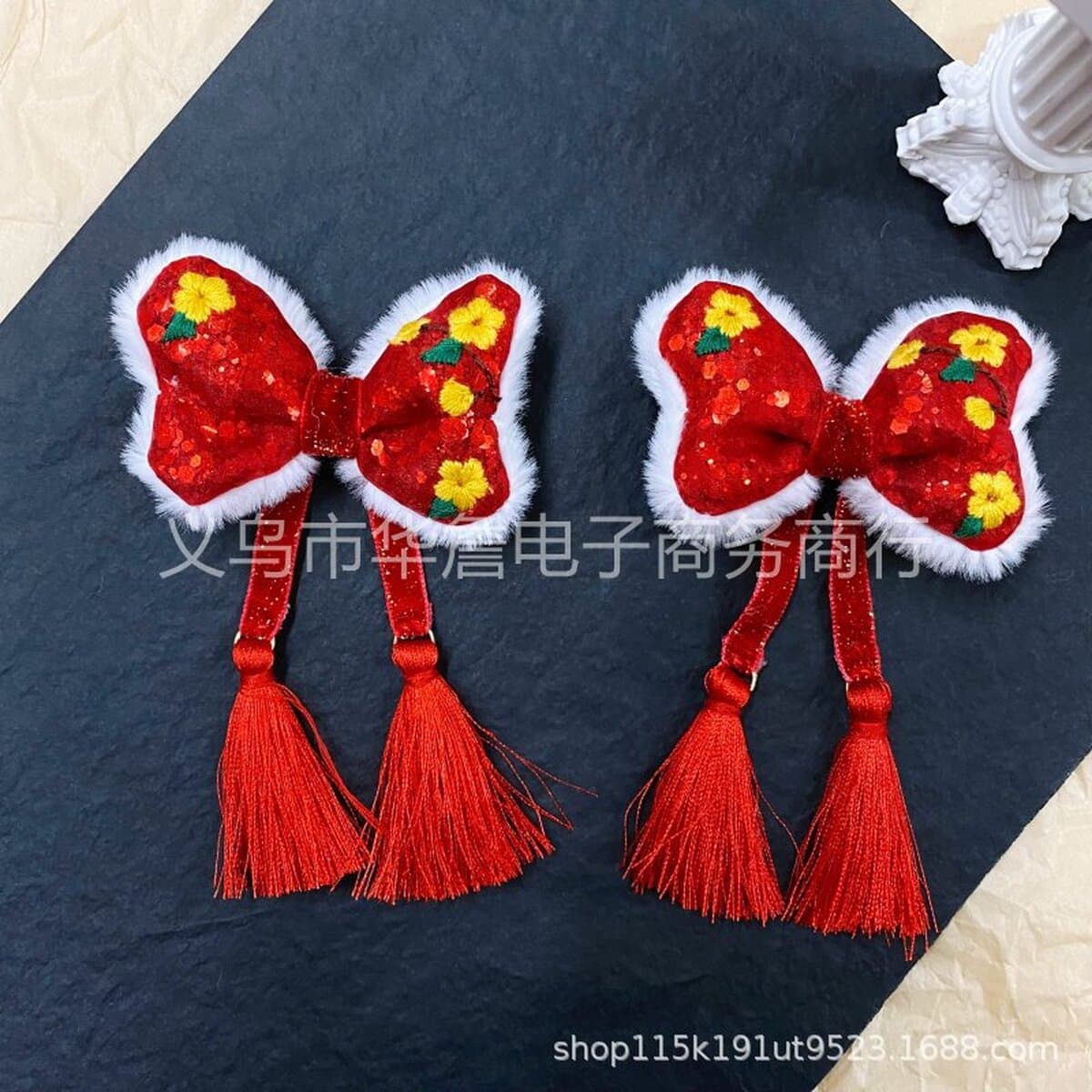 Новогодние большие красные праздничные аксессуары для волос Lucky слово кисточка лук аксессуары чехол для телефона DIY