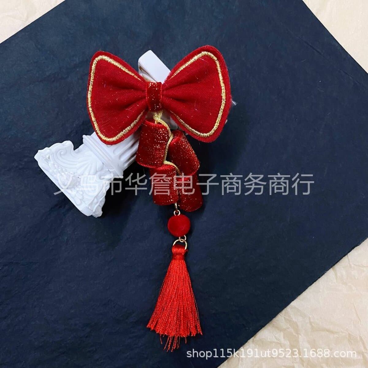 Новогодние большие красные праздничные аксессуары для волос Lucky слово кисточка лук аксессуары чехол для телефона DIY