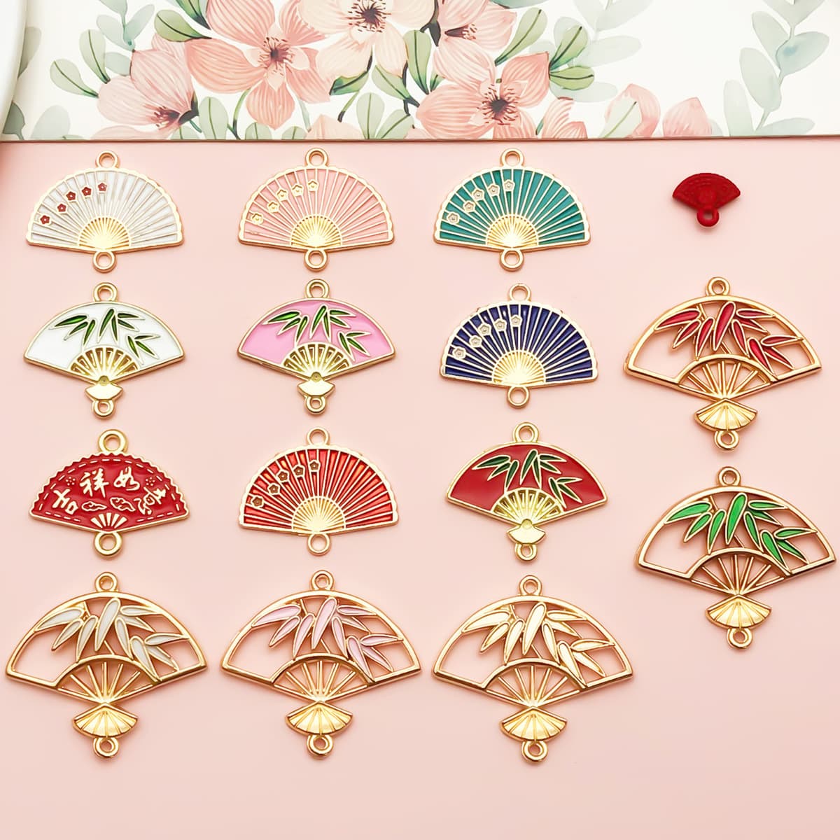 Двойной подвесной веер в китайском стиле с цветком сливы и бамбуковым листом, новые китайские серьги-заколки из масляного...