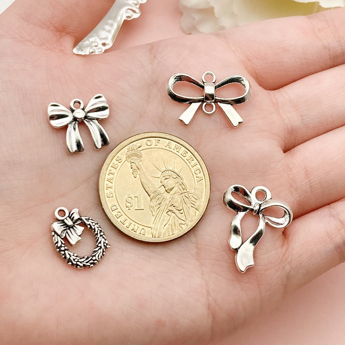 10 бант diy сплав ажурный милый кулон шарм ручной работы ожерелье браслет серьги аксессуары