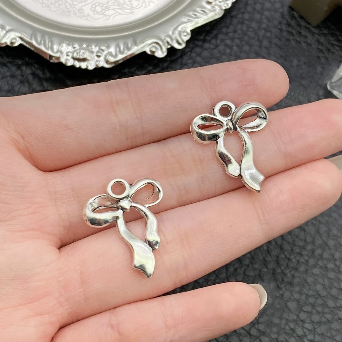 10 бант diy сплав ажурный милый кулон шарм ручной работы ожерелье браслет серьги аксессуары