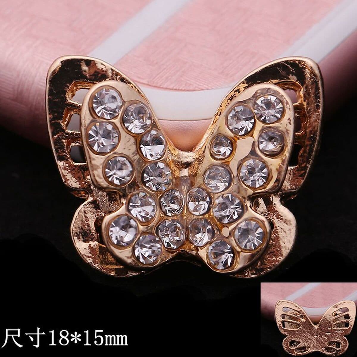 Двухслойные брелоки-бабочки для обуви с инкрустацией из камней, аксессуары для декора сабо, застежки для обуви, украшения...