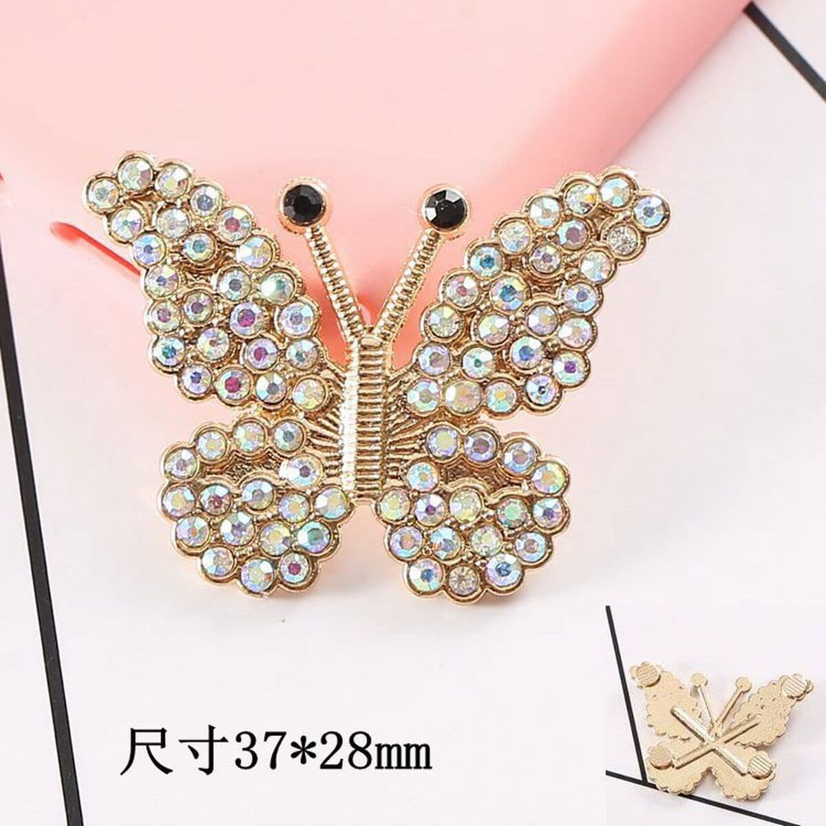 Двухслойные брелоки-бабочки для обуви с инкрустацией из камней, аксессуары для декора сабо, застежки для обуви, украшения...