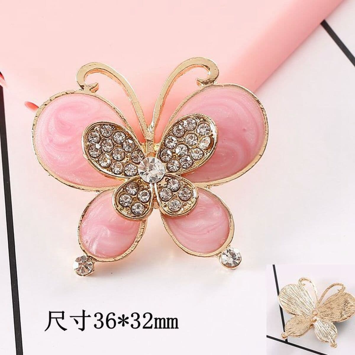 Двухслойные брелоки-бабочки для обуви с инкрустацией из камней, аксессуары для декора сабо, застежки для обуви, украшения...