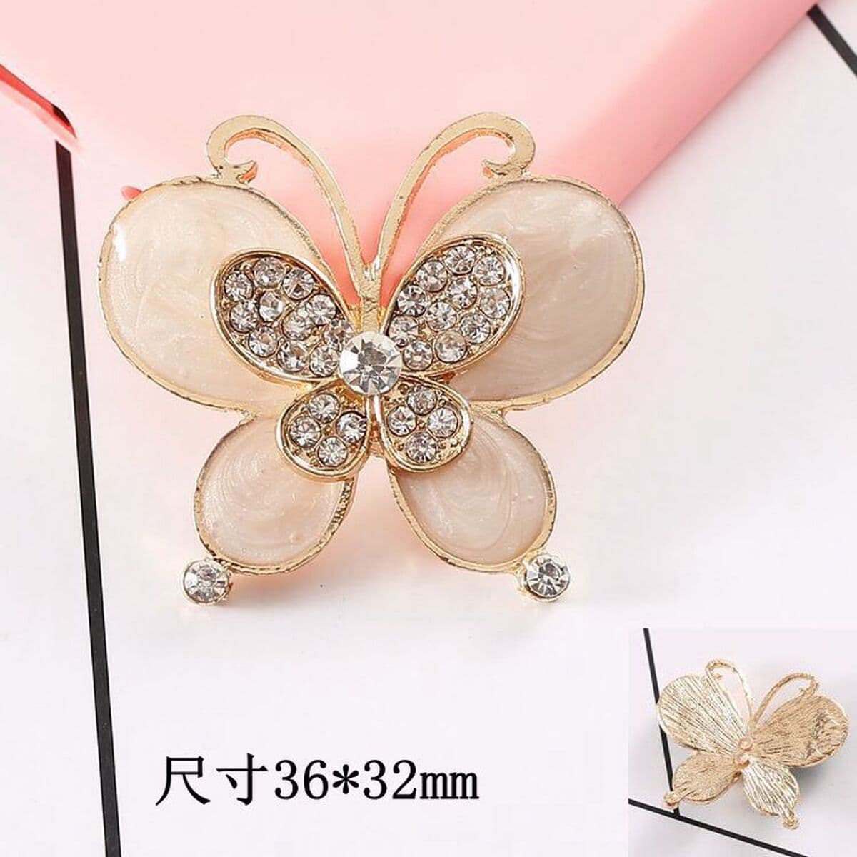 Двухслойные брелоки-бабочки для обуви с инкрустацией из камней, аксессуары для декора сабо, застежки для обуви, украшения...
