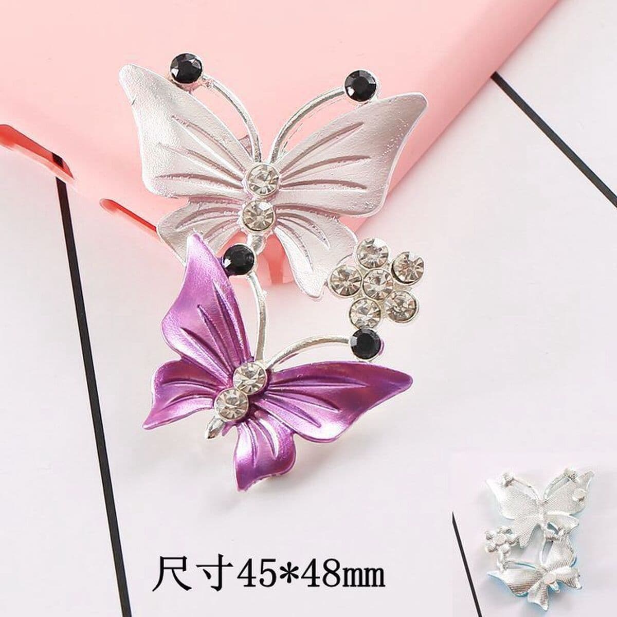 Двухслойные брелоки-бабочки для обуви с инкрустацией из камней, аксессуары для декора сабо, застежки для обуви, украшения...
