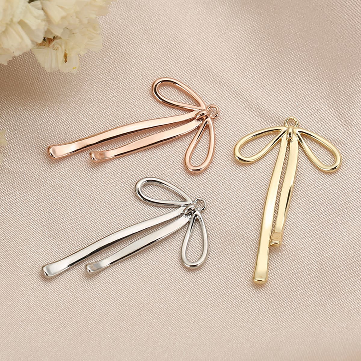 Медные аксессуары для рукоделия с сохранением цвета, покрытые 18-каратным золотом, в форме банта, для подвесок, серег,...