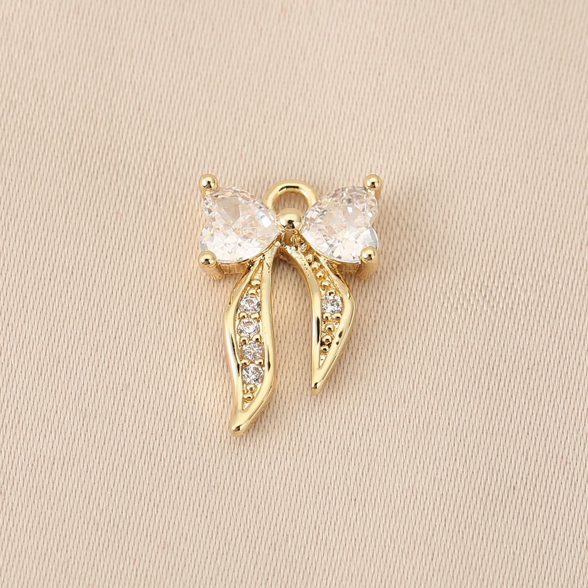 Медные аксессуары для рукоделия с сохранением цвета, покрытые 18-каратным золотом, в форме банта, для подвесок, серег,...