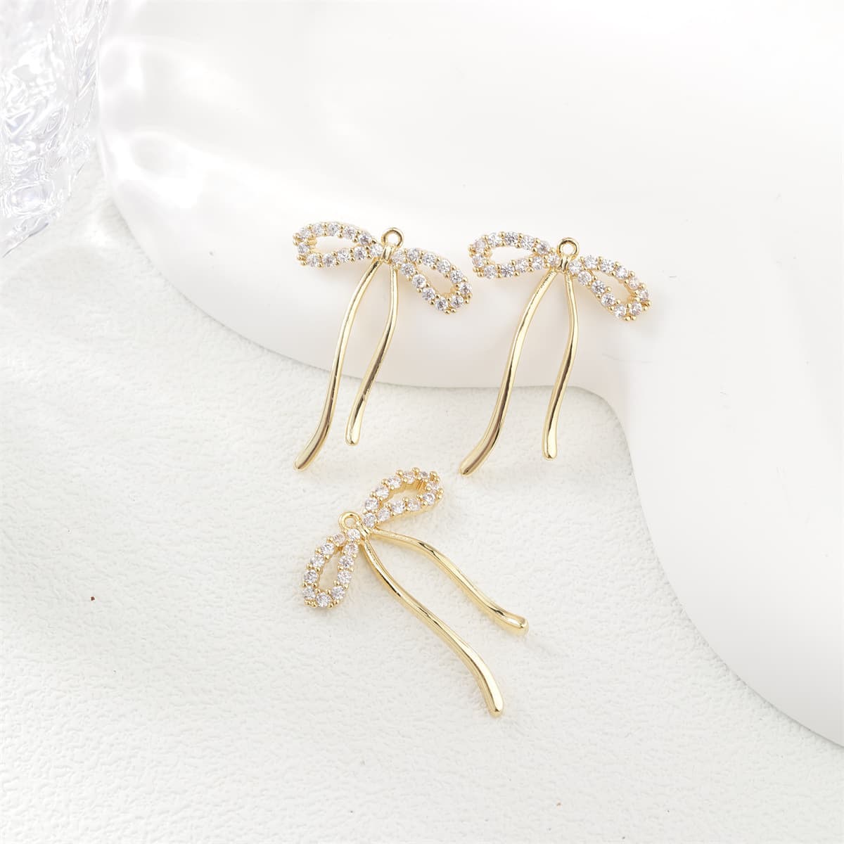 Медные аксессуары для рукоделия с сохранением цвета, покрытые 18-каратным золотом, в форме банта, для подвесок, серег,...