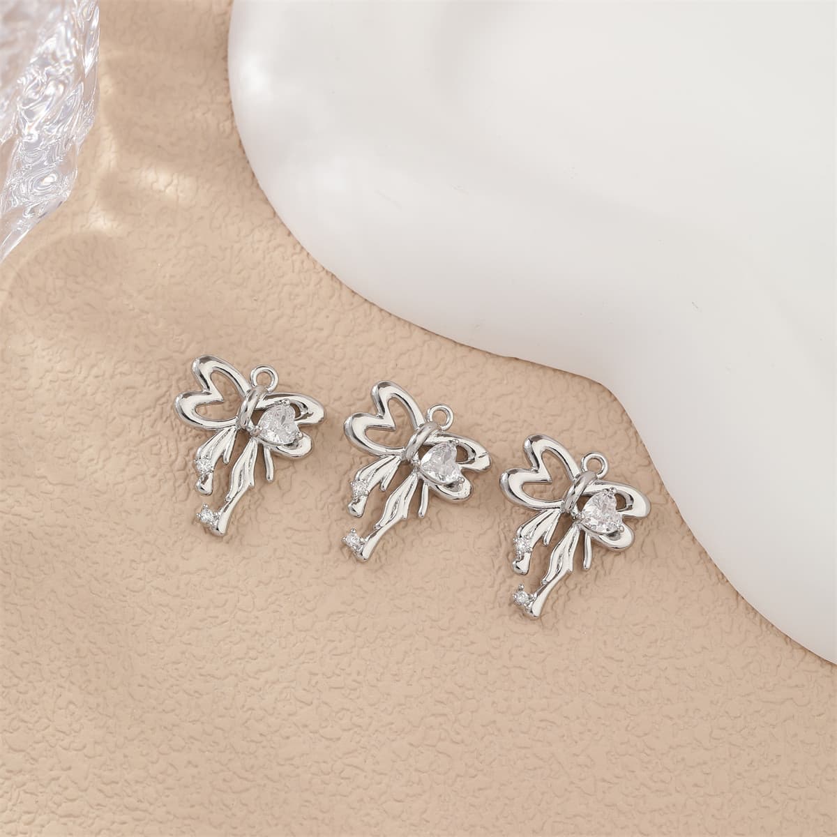 Медные аксессуары для рукоделия с сохранением цвета, покрытые 18-каратным золотом, в форме банта, для подвесок, серег,...