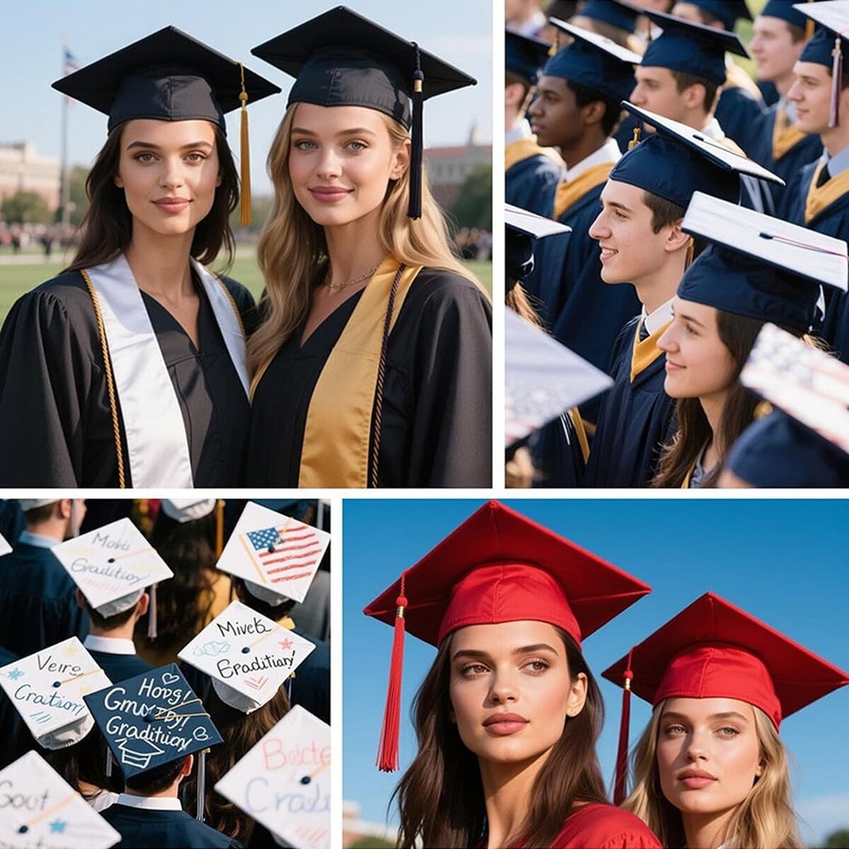 Выпускная шапочка 2026 года для бакалавров, выпускников университетов и старших классов с указателем года, регулируемый...