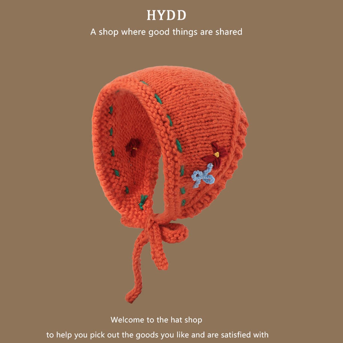 Японский ретро ручной работы трикотажный треугольный шарф женский осень и зима ins сладкие и милые цветы шерстяные тюрбаны