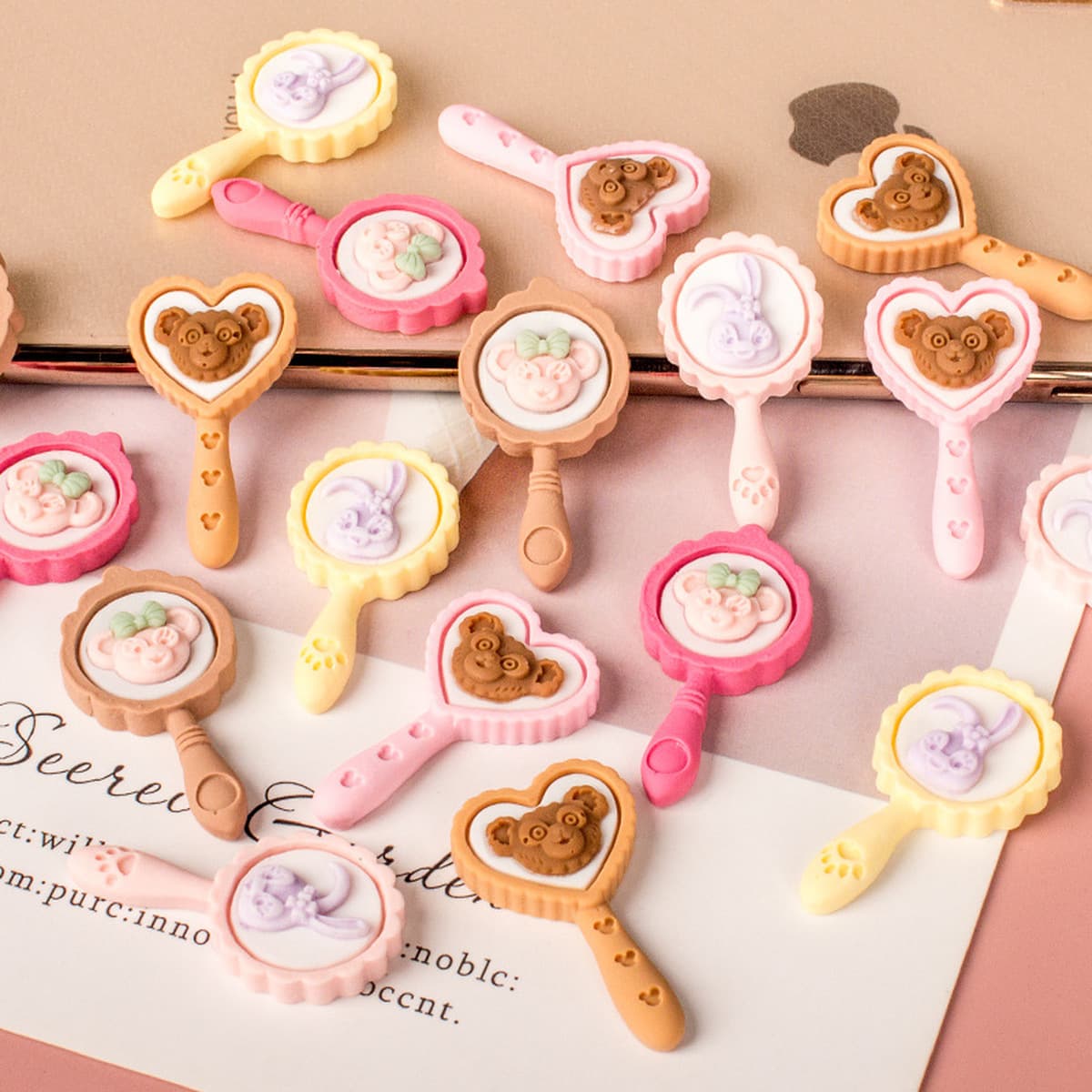 Кролик медведь зеркало аксессуары из смолы крем клей капельный клей чехол для телефона вешалка Аксессуары для волос...