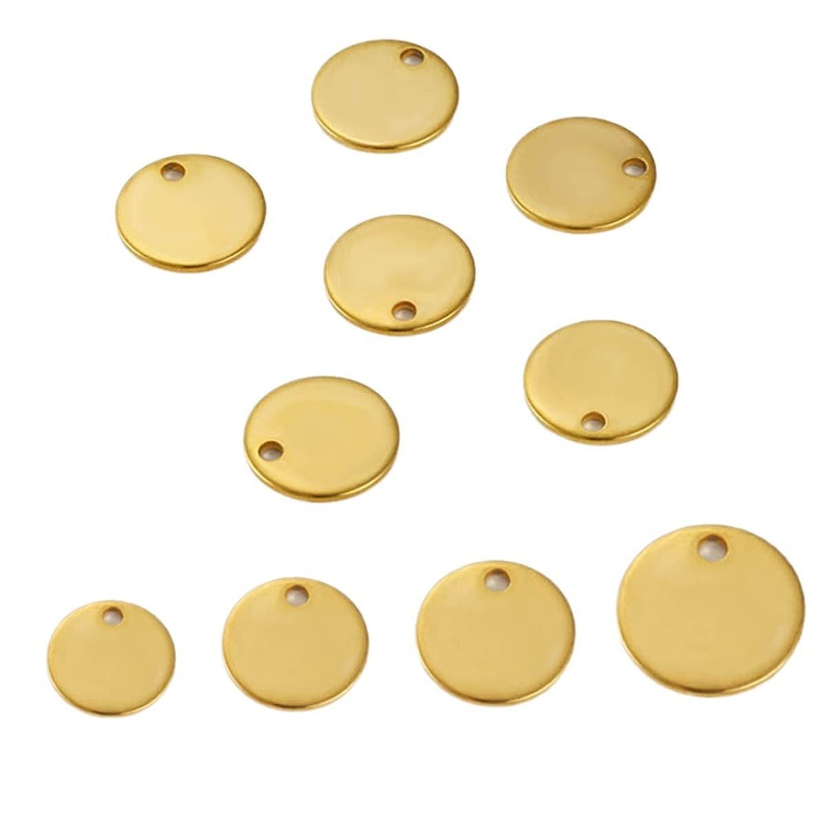 Цвет из нержавеющей стали зеркальный полированный круглый бирка с отверстием подвеска гальваника DIY ювелирные аксессуары