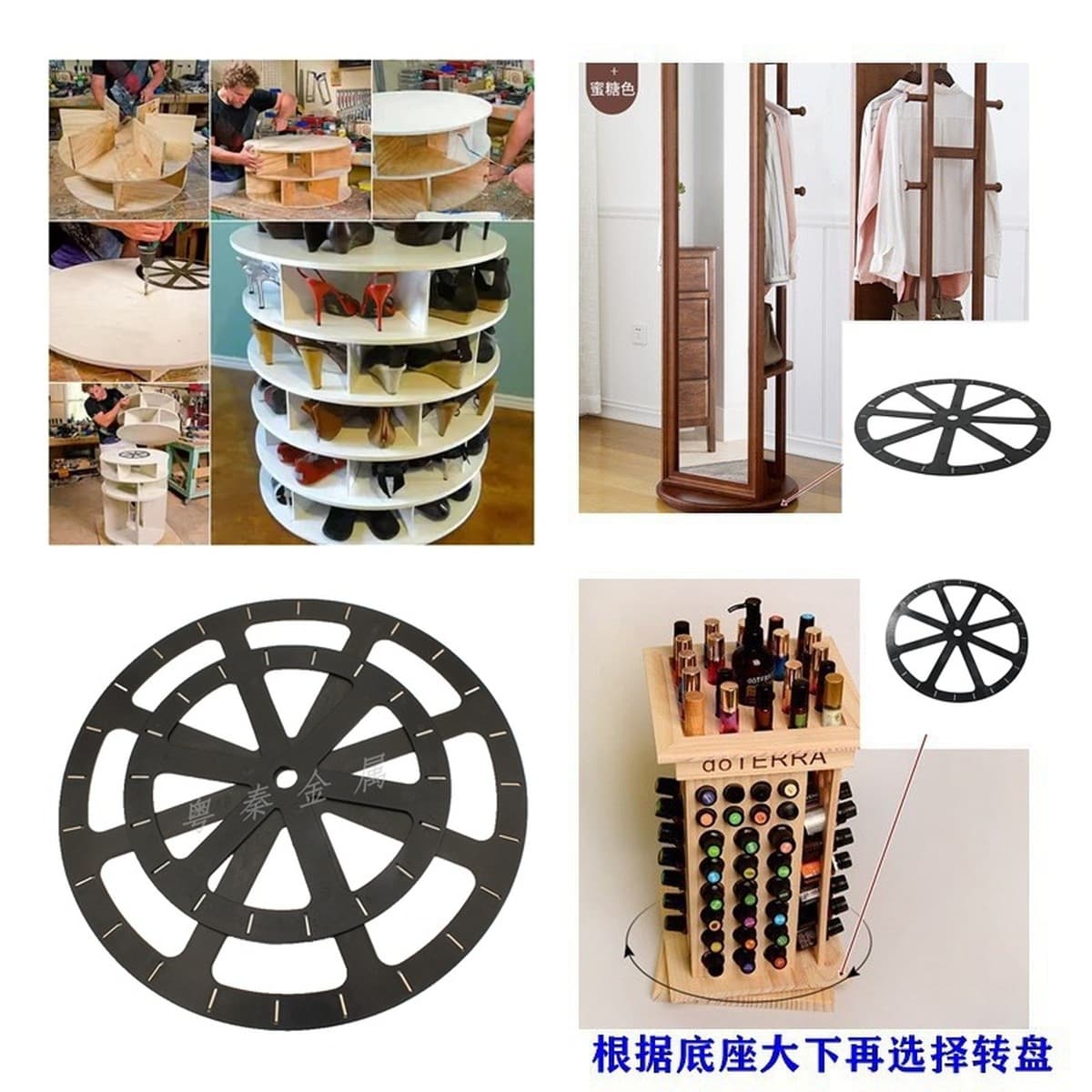 Зеркало в полный цвет основание вращающегося фурнитура круглый 12 дюймов пластиковый поворотный стол 32 см диаметр черный...