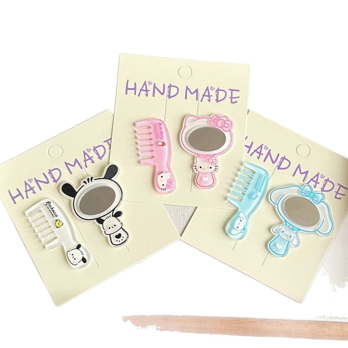 Комбинация маленькой зеркальной расчески симпатичная девушка сердце мультфильм мини-косметическое зеркало расческа головные...