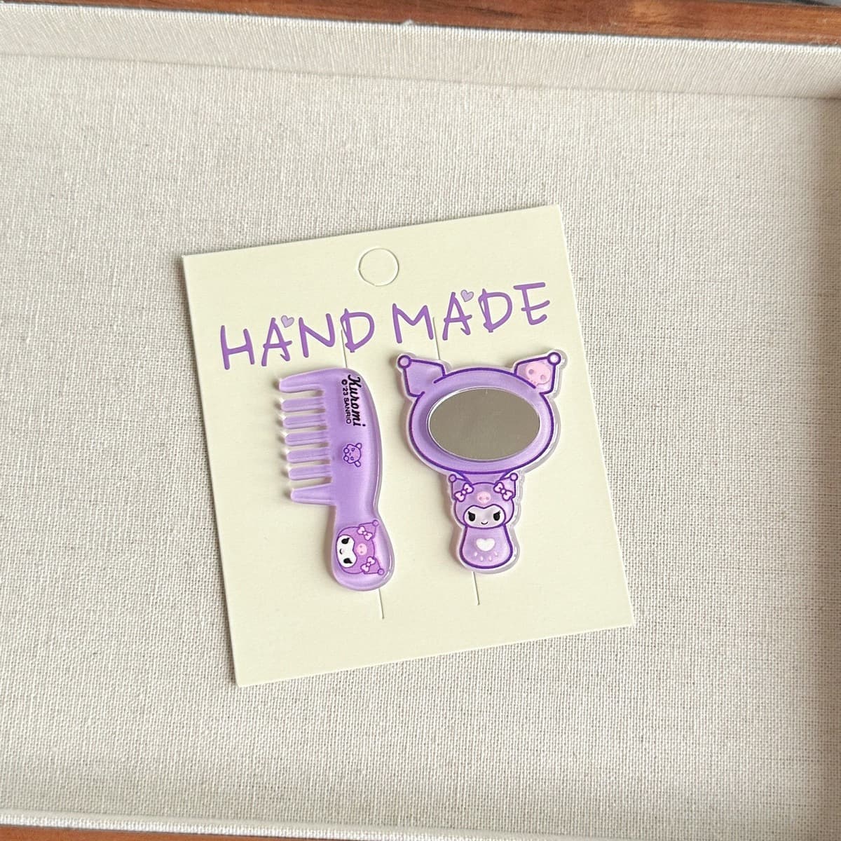 Комбинация маленькой зеркальной расчески симпатичная девушка сердце мультфильм мини-косметическое зеркало расческа головные...