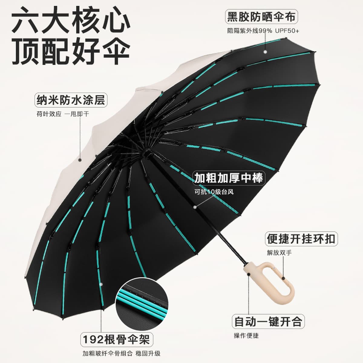 Новый зонт с пряжкой на 192 косточки, полностью автоматический, очень большой, устойчивый к штормам, солнечный и дождливый...