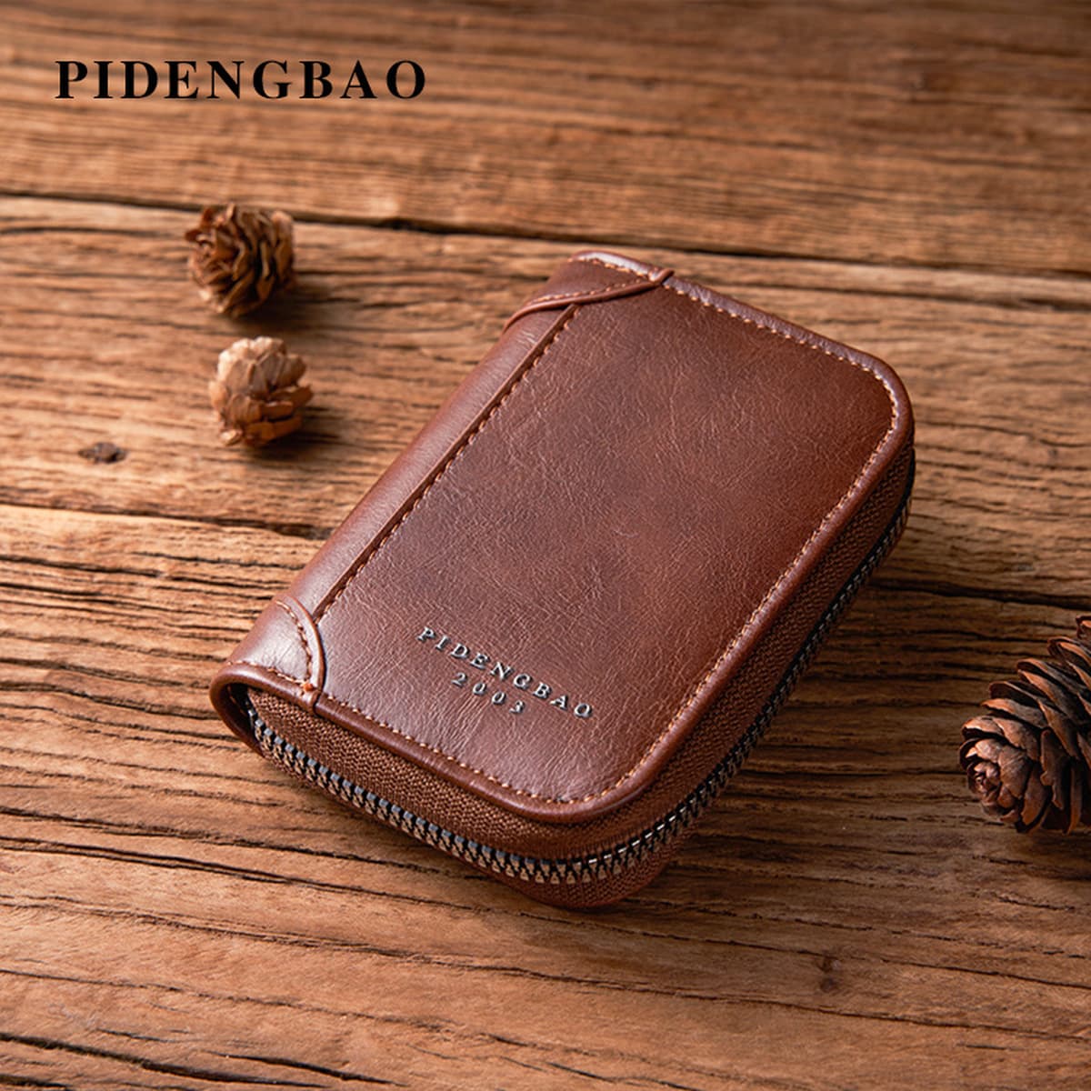 Кошелек для кредитных карт, мужской ретро-кошелек с несколькими отделениями для карт и монет, вертикальный кошелек на молнии...