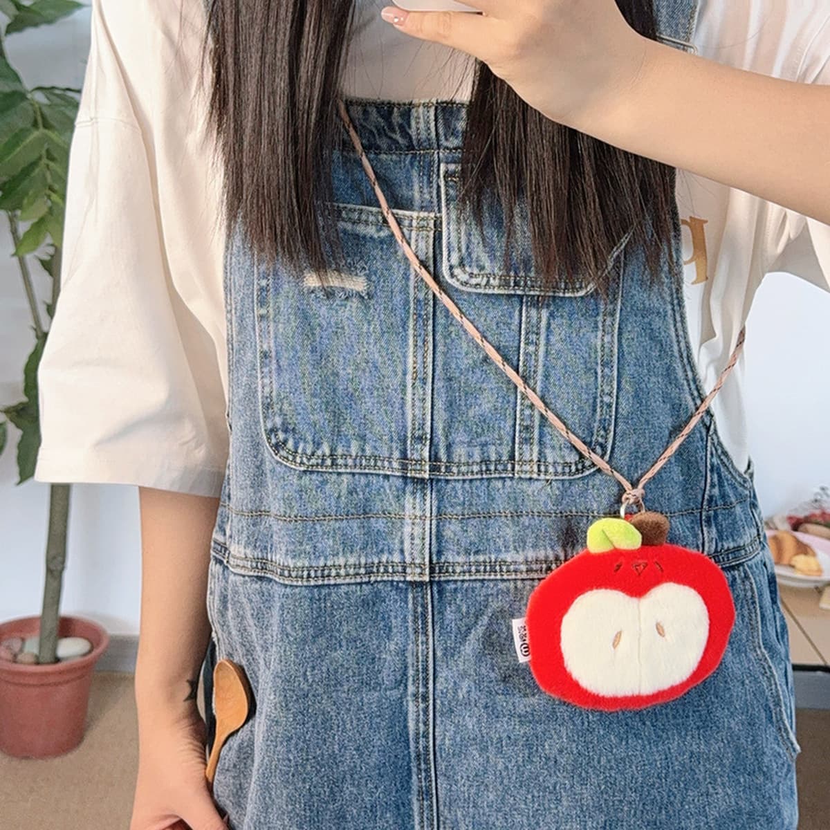 Кошка Фан Оригинальная милая сумка из красного яблока с шеей фруктовая сумка-картная сумка для наушников