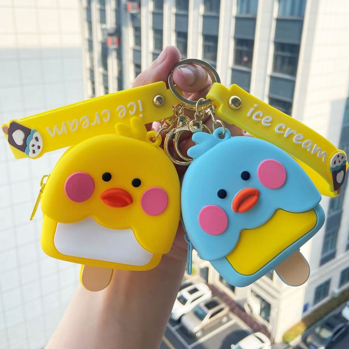 Силиконовый кошелек-брелок в виде утки для монет и ключей, подвеска для детского рюкзака, чехол для ключей, держатель для...