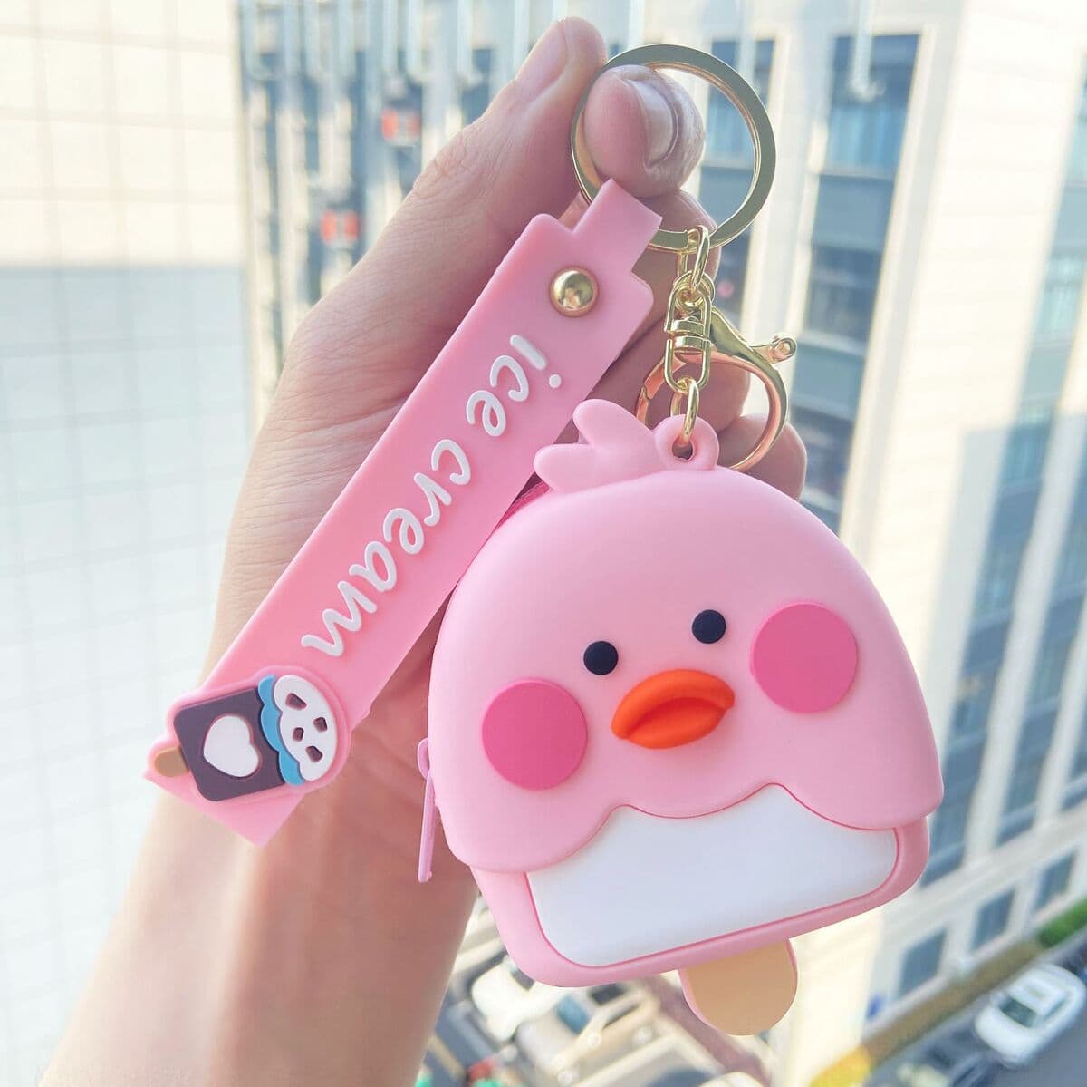 Силиконовый кошелек-брелок в виде утки для монет и ключей, подвеска для детского рюкзака, чехол для ключей, держатель для...