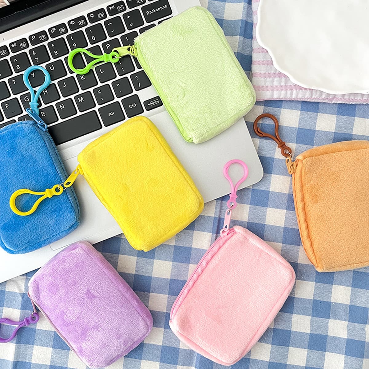 Минималистичный мини-плюшевый квадратный кошелек для студентов наушников сумка для хранения можно повесить брелок школьный...
