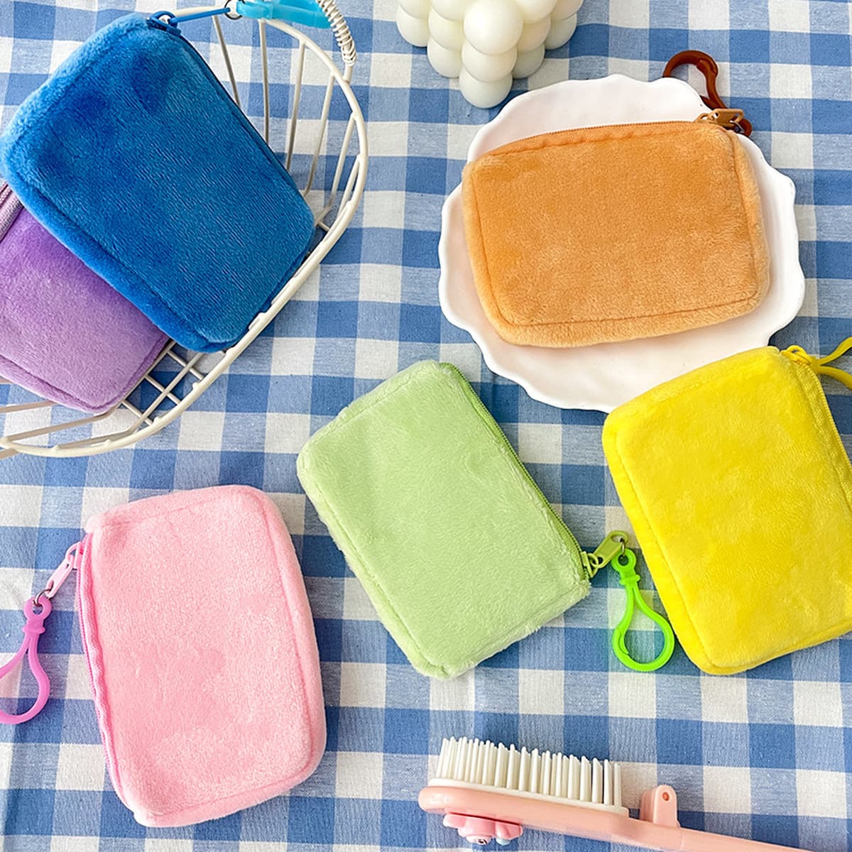 Минималистичный мини-плюшевый квадратный кошелек для студентов наушников сумка для хранения можно повесить брелок школьный...