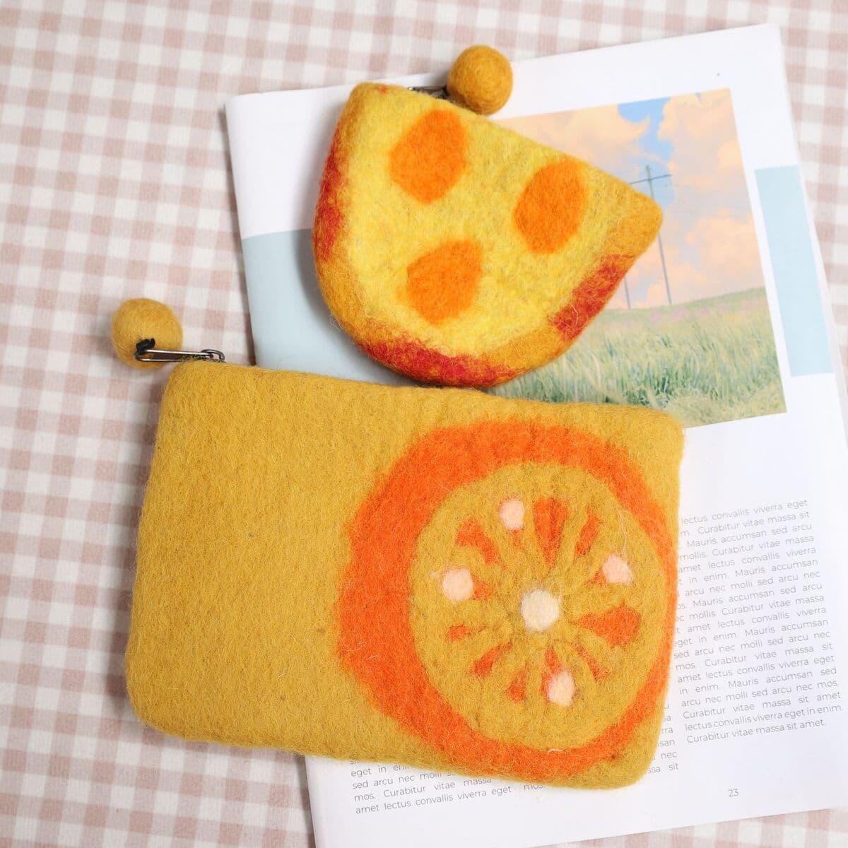 Ins стиль шерстяной войлок оранжевый Кошелек для монет визитница милый плюшевый клатч креативный подарок аксессуары для...