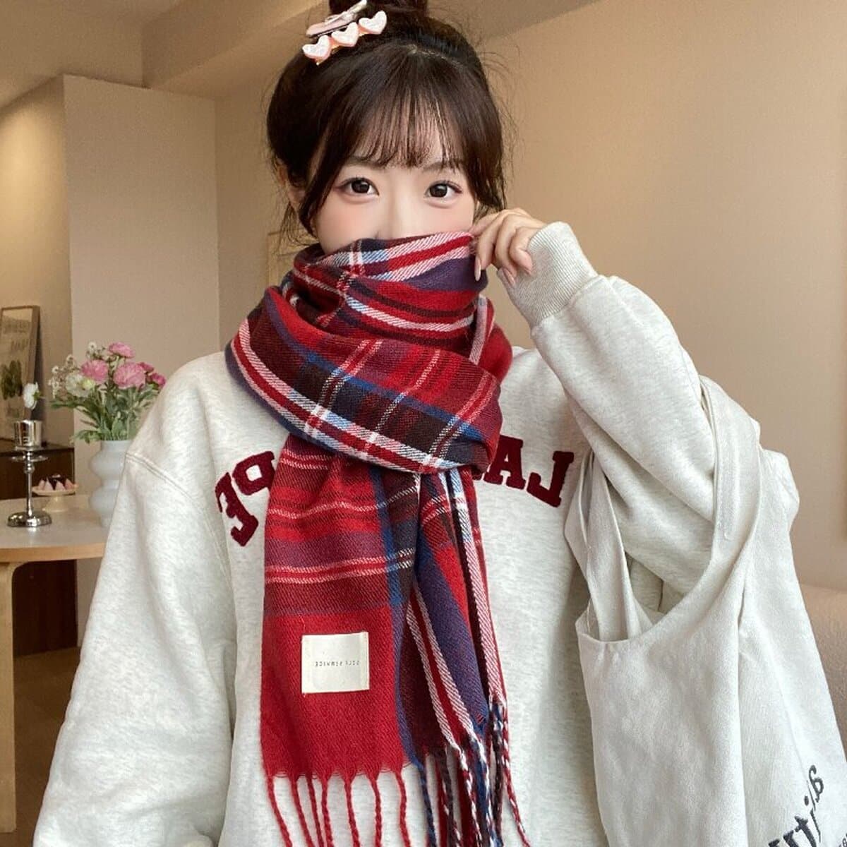 Имитация кашемирового клетчатого шарфа женский продвинутый смысл зимний женский шарф студент рождественский подарок шаль...