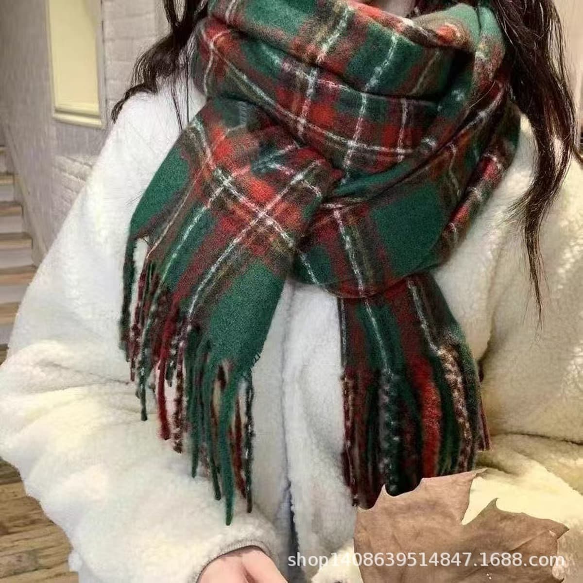 Имитация кашемирового клетчатого шарфа женский продвинутый смысл зимний женский шарф студент рождественский подарок шаль...