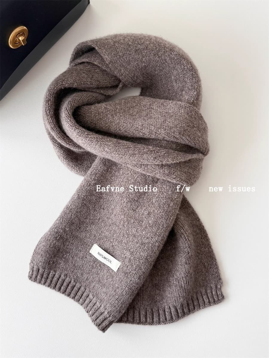 Корейский стиль, новый универсальный однотонный шарф из 100% чистой шерсти, женский осенне-зимний теплый вязаный шарф,...