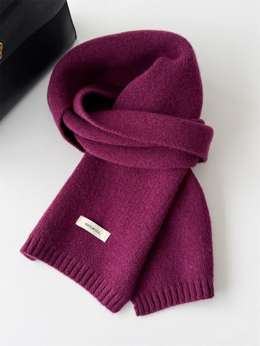 Корейский стиль, новый универсальный однотонный шарф из 100% чистой шерсти, женский осенне-зимний теплый вязаный шарф,...