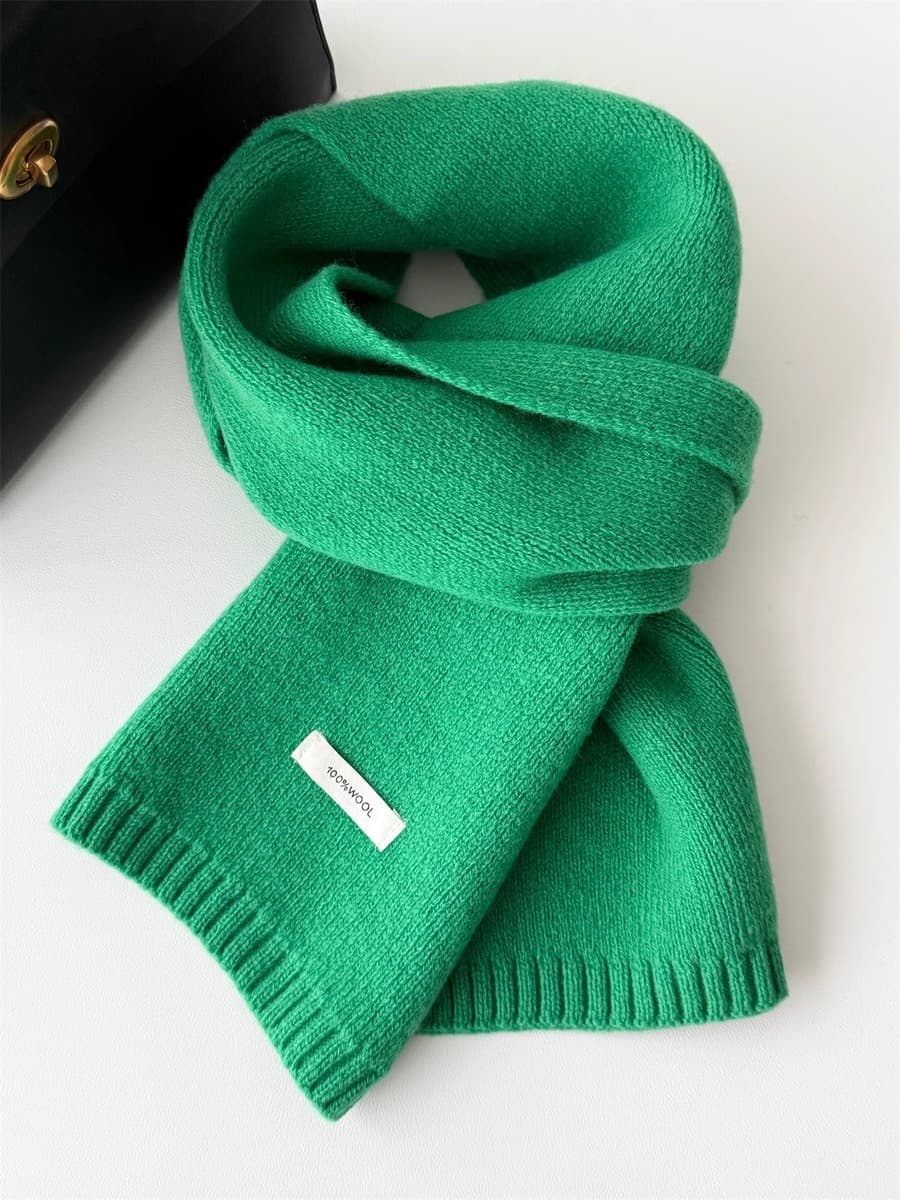 Корейский стиль, новый универсальный однотонный шарф из 100% чистой шерсти, женский осенне-зимний теплый вязаный шарф,...