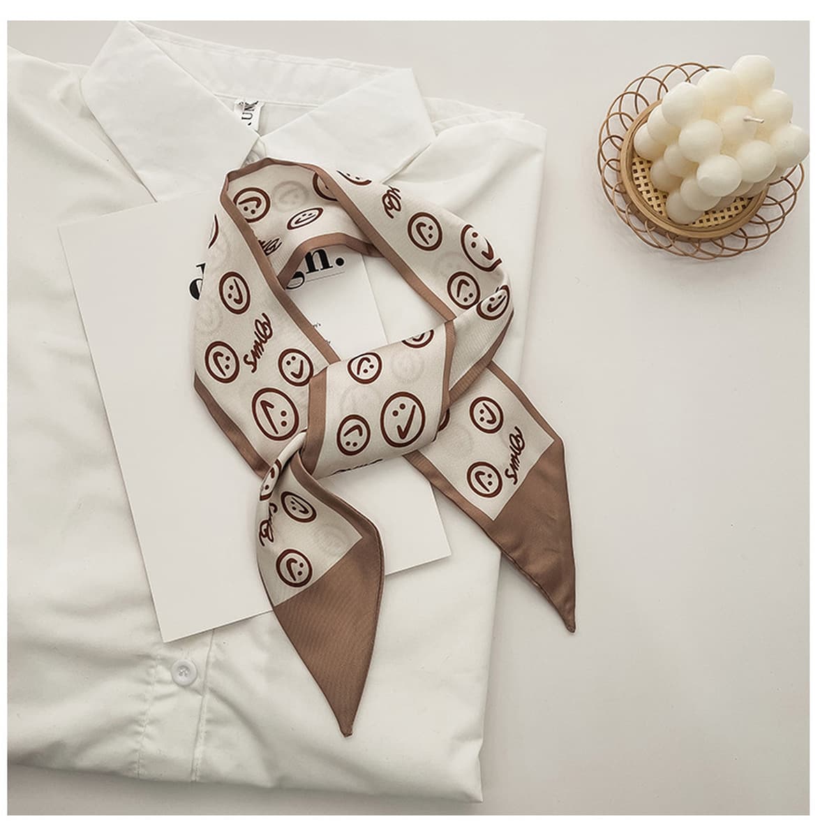 2024 новый шелковый шарф женщина элегантная корейская версия японского дикого принта декоративная лента для волос шарф с...