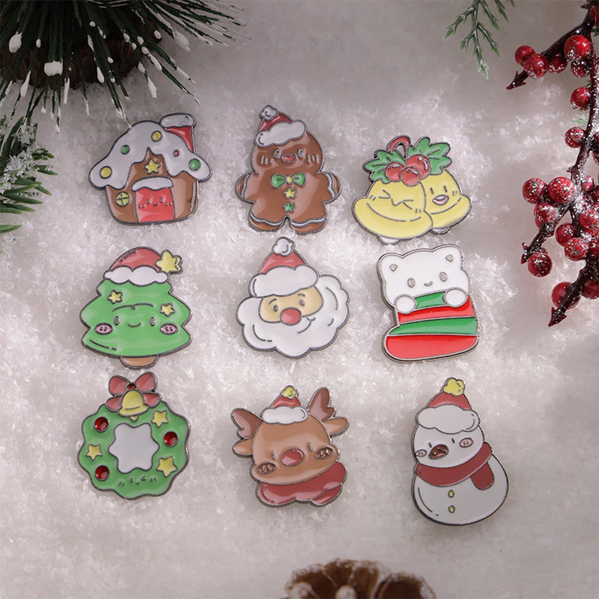 Рождественская брошь аксессуар милый мультфильм металлическая рождественская серия DIY капли масло значок булавка...
