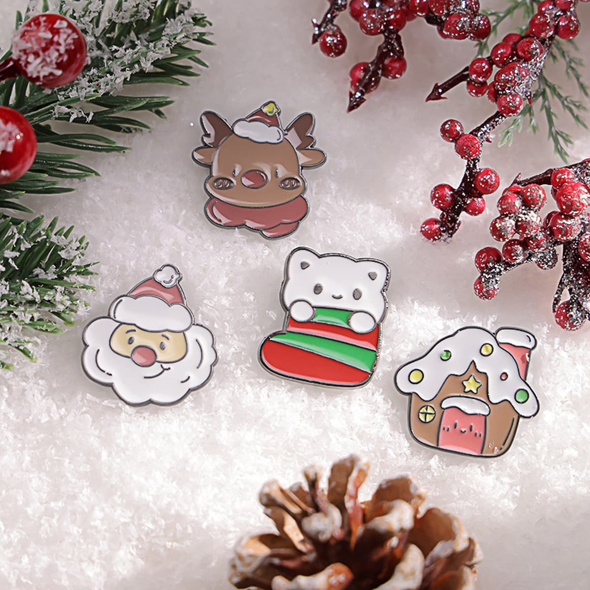 Рождественская брошь аксессуар милый мультфильм металлическая рождественская серия DIY капли масло значок булавка...