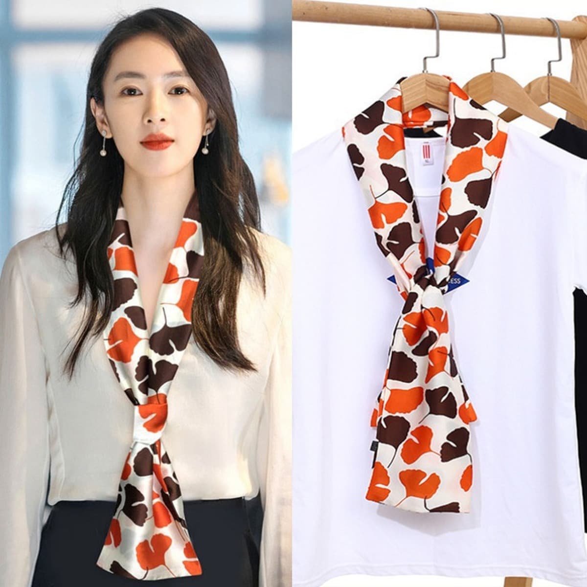 Звездный узкий шарф женский ремешок для волос