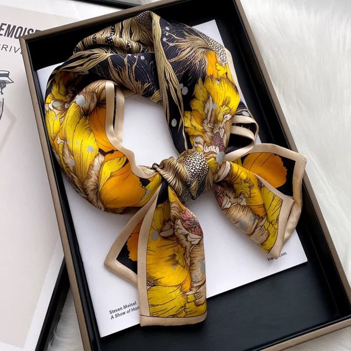 Синий клетчатый шелковый шарф из шелковицы, стильная весенне-осенняя мода, универсальный двухслойный шелковый шарф, длинный...